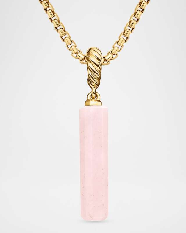 Barrel Amulet with Pink Opal in 18K Gold, 20x5mm
